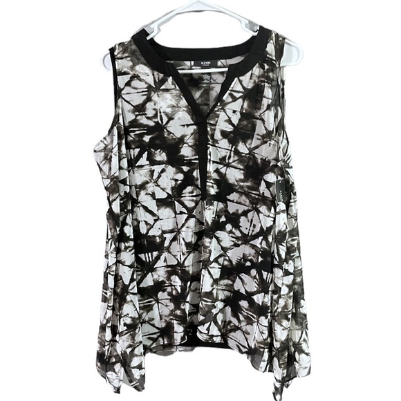NWT Alfani 2-Piece black and Black/white sleeveless blouse Tie-Dye Printed - Picture 1 of 3